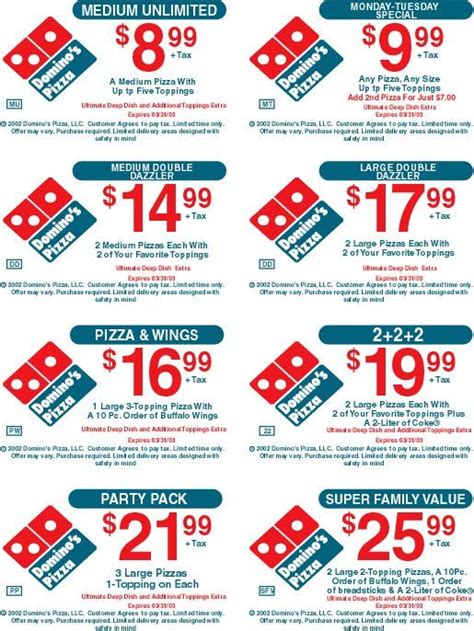 Domino's Pizza Coupon Vouchers.